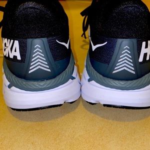 Black & white hoka one one time to fly run shoes